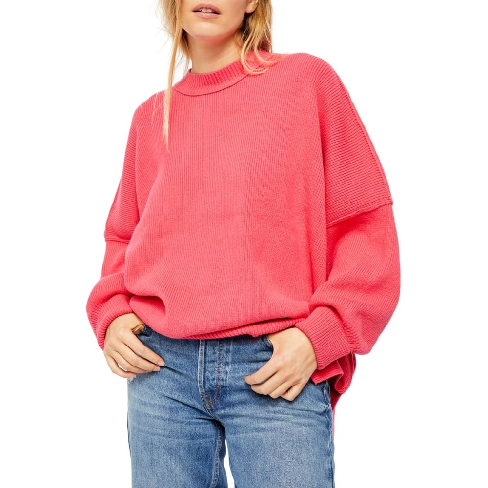 Free People Easy Street Tunic Sweater Pink - Picture 1 of 6